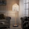 3-Light Elegant Crystal Floor Lamp – Vintage Waterfall Design with Grape-Shaped Crystal Bead Strings and Marble Texture Base for Living Room, Bedroom