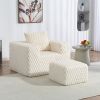 Extra-Large Cozy Lounge Armchair , Plush Honeycomb-Texture Fabric, Oversized Deep-Seat Single Sofa for Living Room
