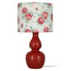 Vintage Floral Table Lamp, Red Finish with LED Bulb Included