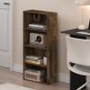 Basic 4-Tier Open Shelf Bookcase, Bookshelf, Storage Organizer, 7 x 17 x 35, Amber Pine