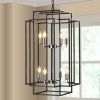 (Same as W1340142525/L1018-C) 18" Modern 8-Light Black & Chrome Geometric Pendant Chandelier, Industrial Metal Frame