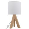 Tripod Oak Table Lamp with Classic White Fabric Shade, 16.75"H, One Size