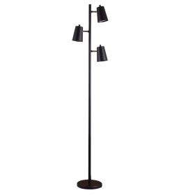 62.2 Inch LED Floor Lamp with 3 Adjustable Lights, Matte Black Finish