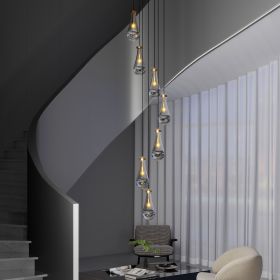 7 Light Dining Room Pendant Light, Large Chandelier Adjustable Hanging Line, Living Room Pendant Light, Foyer Chandelier, Stairwell Pendant Lights