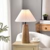 Wood Grain Finish Table Lamp with Pleated Shade