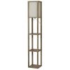 62.25" Modern Pull Chain Weathered Floor Lamp with Natural Square Shade