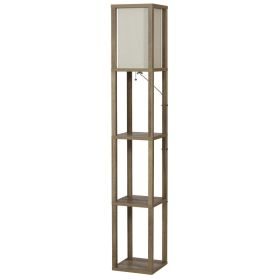 62.25" Modern Pull Chain Weathered Floor Lamp with Natural Square Shade