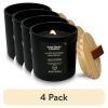 (4 pack)13oz Salted Coconut Mahogany Scented Wooden Wick Jar Candle