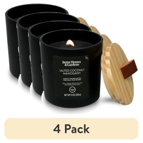 (4 pack)13oz Salted Coconut Mahogany Scented Wooden Wick Jar Candle