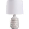 White and Beige Etched Ceramic Table Lamp with Shade 17"H