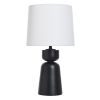 Wood Totem Table Lamp with White Linen Shade, 10"L x 10"W x 18"H