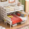 Wood Twin XL over Queen Bunk Bed with Ladder, White(Old SKU:GX000446AAK)
