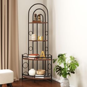 4 Tier Corner Bookshelf Modern Style Plant Stand with Metal Frame Space Saving Display Storage Rack for Living Room Bedroom Office Balcony Small Space
