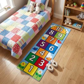 4x6 Cute hopscotch Nursery Rugs for Girls Boys Neutral Non Slip Washable, Stain Resistant Soft Shaggy Cartoon Fun Map Kids Playroom Rug