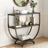3 Tier Console Tables, 30" Height Entryway Table, Sofa Table Behind Couch Table, Rustic Black
