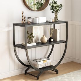 3 Tier Console Tables, 30" Height Entryway Table, Sofa Table Behind Couch Table, Rustic Black