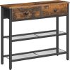 29.5" Narrow Console Table with 2 Fabric Drawers, Sofa Table, Small Entryway Table with 3-Tier Storage Shelves, Behind Couch Table, for Living Room