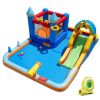 Inflatable Water Slide Bounce House, Multi-Sport Games with Splash Pool & Blower (Colorful)