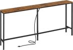 70 Inch Console Table with Outlet, Sofa Table with Charging Station, Narrow Entryway Table