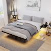 Queen Size Bed Frame, Heavy Duty Metal Bed Frame, Quick & Easy Assembly, LED light, No Noise, Black