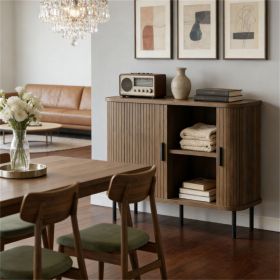 Buffet cabinet with storage space, coffee bar cabinet, sideboard, walnut wood