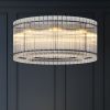 37" Modern Black Round Chandelier,2-Tier 8-Light Water Ripple Crystal Glass Chandeliers,for Dining Room,Living Room,Bedroom,High Ceiling
