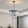 (Same as W1340102277/L5007) 20" Luxury 3-Tier Crystal Chandelier, 7-Light Black Frame Pendant Light, Elegant Ceiling Lighting for Living Room