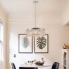 Modern Crystal Chandelier 19 Inches Aluminum+Iron Round Ceiling Light Flush Mount Ceiling Light Fixture for kitchen Island Dinning Bedrooms and Hallwa