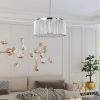 16" Elegant Crystal Pendant Chandelier with Chrome Finish – 7-Light Drum Light Fixture with Clear Crystal Strands for Dining Room, Living Room