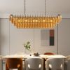 54" Black Rectangular Chandeliers for Dining Room, 12-Light 4 Tiered Large Smoke Glass Chandelier