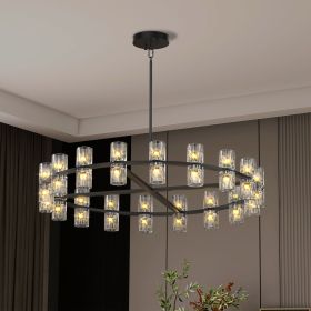 36 Inches Luxury Chandeliers Crystal Living Room Decorative Lights Simple Modern Dining Room LED Lighting