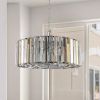 17" Chrome Crystal Pendant Chandelier, Modern Hanging Light Fixture with Adjustable Height, 4-Light E26 Base for Living Room, Dining Room