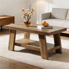 Coffee table, farmhouse double layered central table, sofa table with storage space