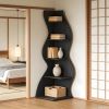 Wave shaped corner shelves, modern corner bookshelves, bookcases, display stands, and plant racks are suitable for small spaces