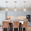 5" Modern Crystal Pendant Light 3-Pack Adjustable Chrome Hanging Ceiling Fixture with Clear Beads, Elegant Design for Kitchen Island, Dining Room