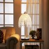 19"(H) Elegant Crystal Table Lamp – Vintage Waterfall Design with Crystal Bead String Shades and Marble Textured Base for Living Room, Bedroom