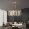 39-inch Modern Golden Pendant Light with Cascading Crystal Strands, Ideal for Living Room, Dining Room and Foyer