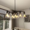 9-Light Black Modern Chandeliers for Dining Room, Adjustable Height Farmhouse Kitchen Island Lighting