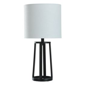 Modern Matte Black Table Lamp with Classic Drum Shade