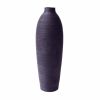 24" Textured Matte Ceramic Floor Vase, Black