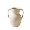 Ceramic Handled Distressed Vase, 8.75", Taupe