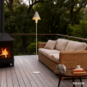 Rechargeable Linen and Rattan Floor Lamp, indoors & outdoor floor lamp for bedroom, livingroom, patio, yard, garden