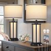 Tall Vintage Table Lamp Set of 2 with USB C+A & Outlet