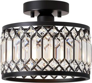 Crystal Black Ceiling Light Modern Semi  Lighting