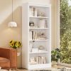 83.4" Tall Wood Bookcase with light strip,5-Tier Decor Bookshelves with Adjustable Shelves,Storage Organizer for CDs/Books