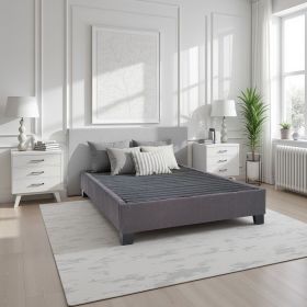Modern Contempo Queen Upholstered Bed Platform Base, Charcoal Grey