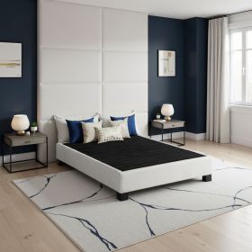 Modern Contempo Queen Upholstered Bed Platform Base, Oatmeal