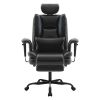 Office Chair Ergonomic 200 kg PU Leather Computer Chair with Lumbar Support and High Backrest, Ergonomic Desk Chair with Liftable Headrest, Black