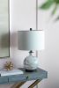 14x14x23" White And Grey Glass Table Lamp