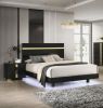 Modern Black 3pc Bedroom Set Eastern King Size Bed w LED 2x Nightstands Mattress Ready Furniture Acrylic Trim